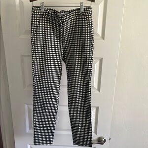 Mango Black, Blue and White Checkered Ankle Cropped Stretch Pants